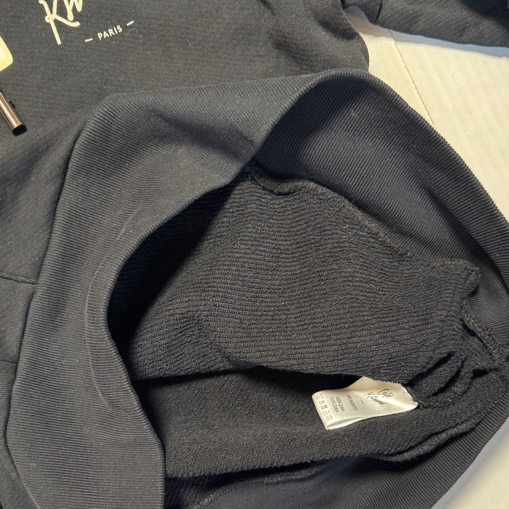 Caf Kitsun Nwt Men's Logo Print Black Drawstring Hoodie Front Pouch Comfy Xs — image 8 of 8